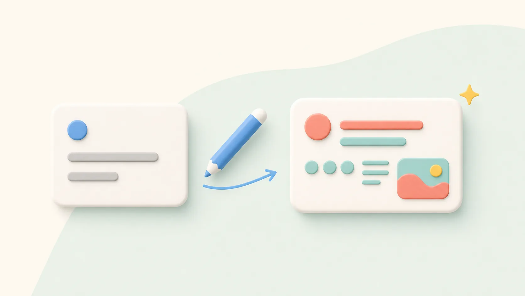 A simple prompt card becoming more specific with an edit pencil