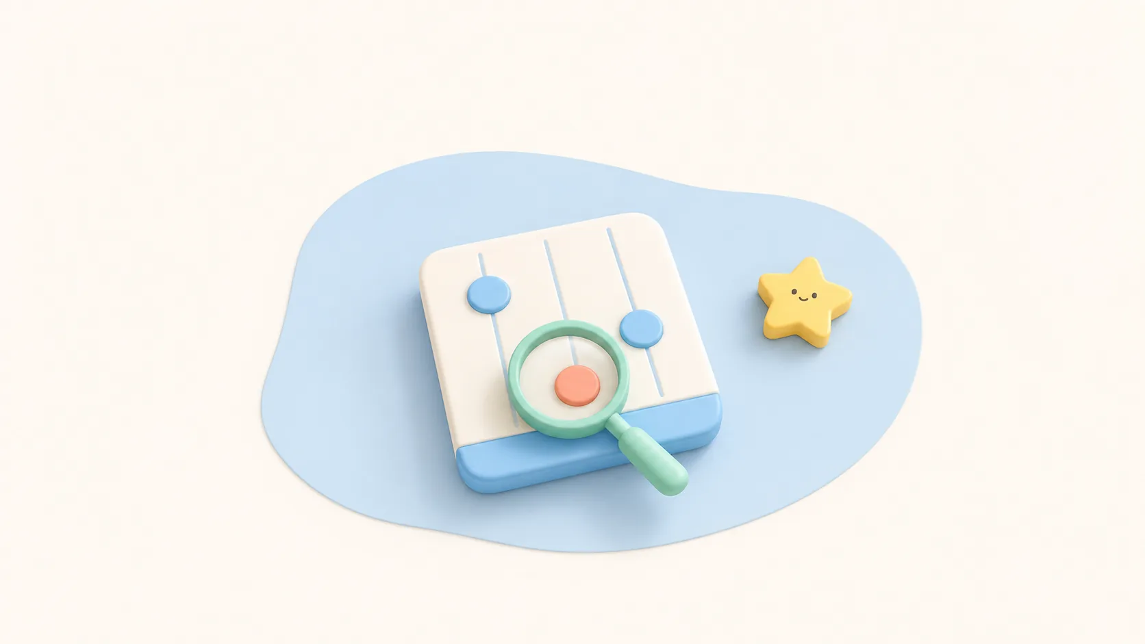 A rhythm-game tile inspected with a magnifying glass