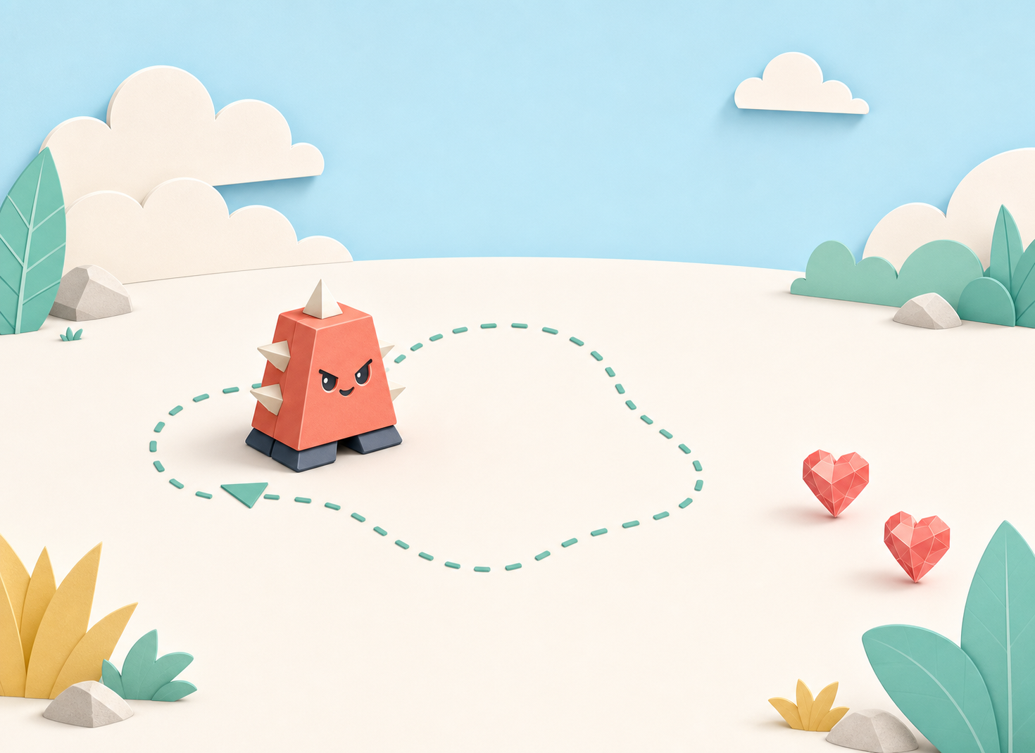 A friendly obstacle character following a patrol path